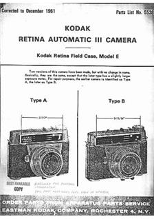 Kodak Retina Automatic 2 manual. Camera Instructions.